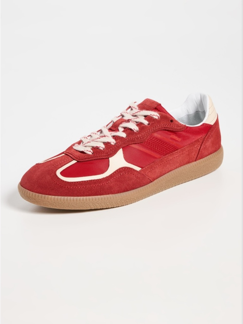 ALOHAS Red Suede & Canvas Low-Top Sneakers with Cream Accents